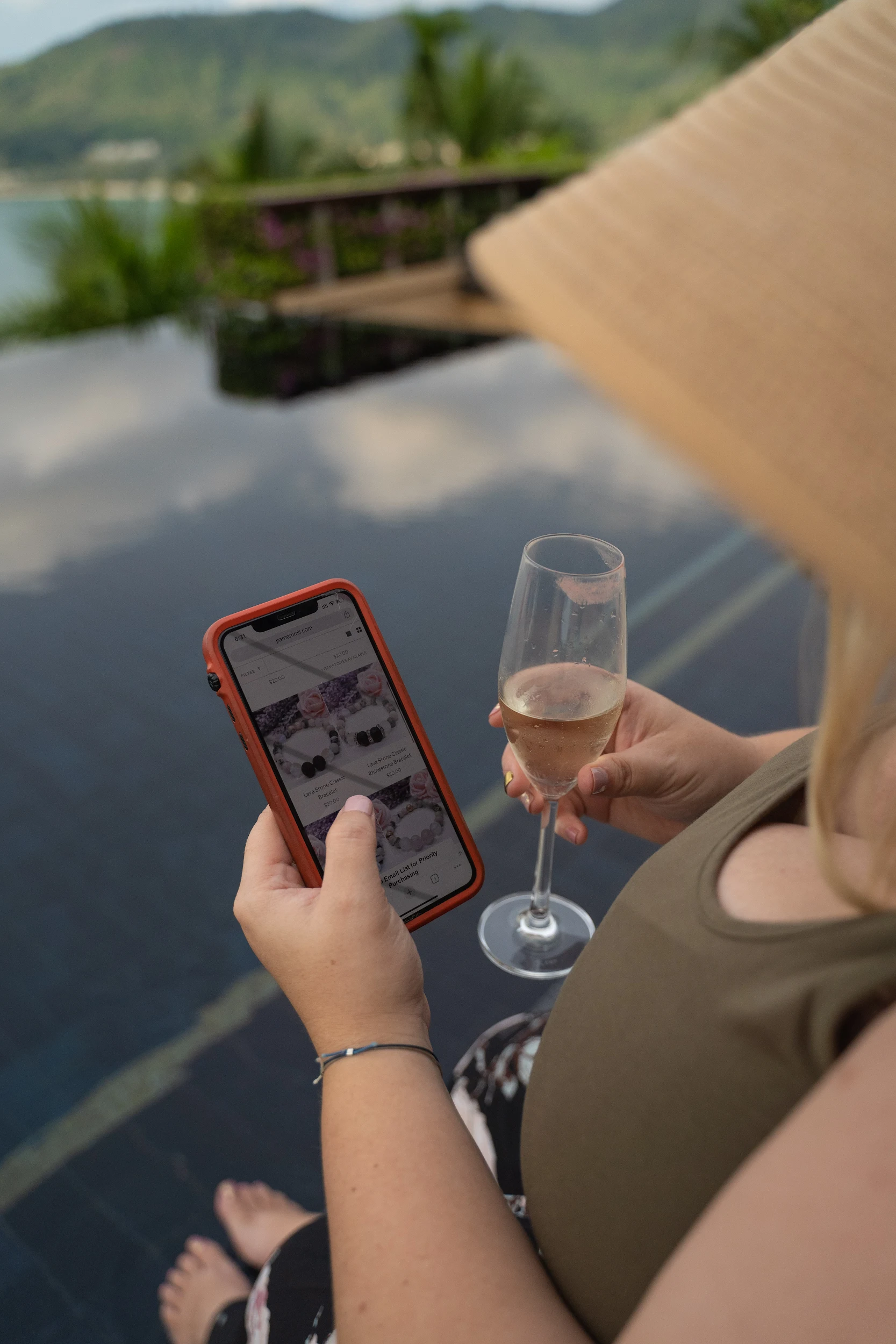 Customer browsing a Shopify product page on a phone, mid-purchase decision