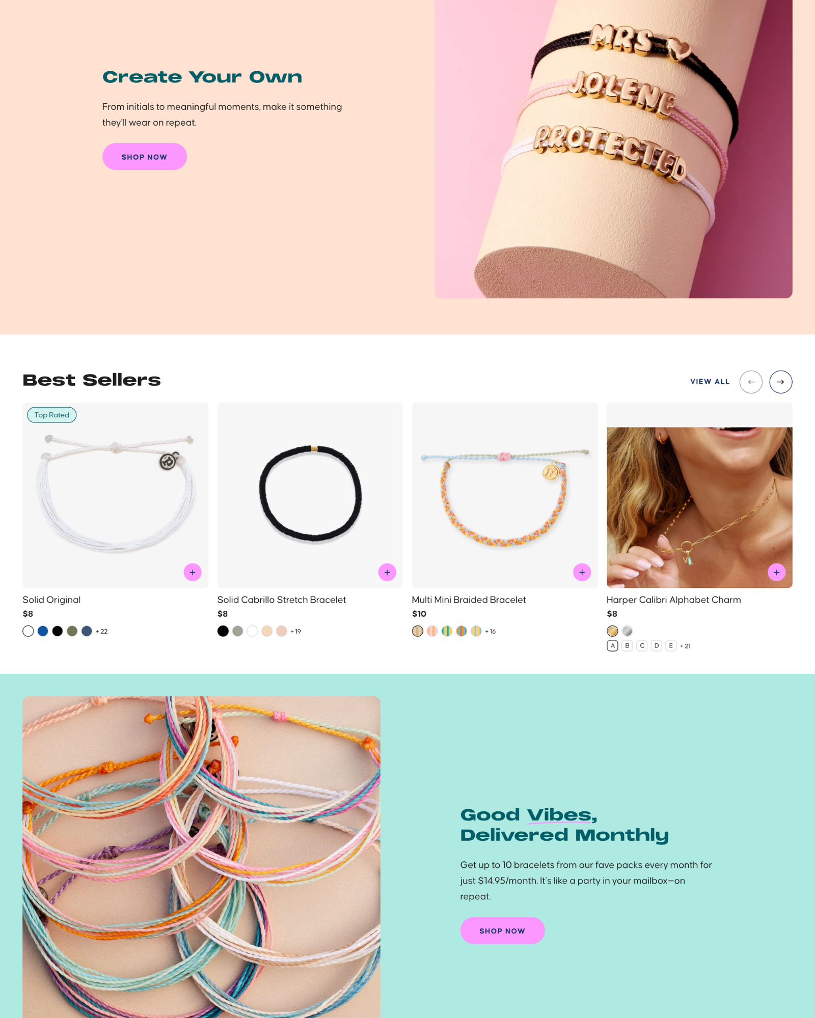 Screenshot of a beautifully designed Shopify storefront with branded product cards and clear navigation